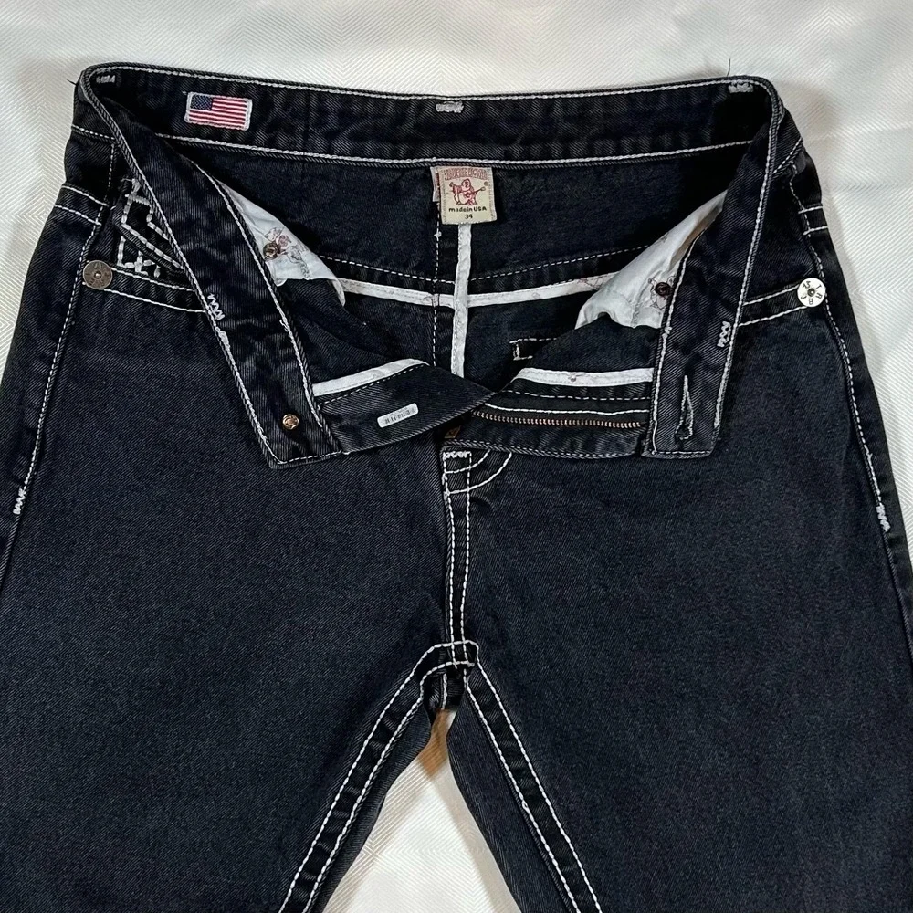 True Religion Joey Super T Jeans Flap Pocket - Thick Stitch Size 34 Mens USA